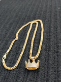 14k Gold Filled 3mm Cuban Link Chain and Pendant Set