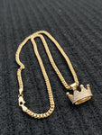 14k Gold Filled 3mm Cuban Link Chain and Pendant Set