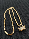 14k Gold Filled 3mm Cuban Link Chain and Pendant Set