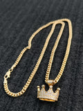 14k Gold Filled 3mm Cuban Link Chain and Pendant Set