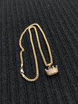 14k Gold Filled 3mm Cuban Link Chain and Pendant Set