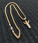 14k Gold Filled 3mm Cuban Link Chain and Pendant Set