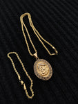 14k 3mm Gold Plated Rope Chain and Pendent Set