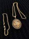 14k 3mm Gold Plated Rope Chain and Pendent Set