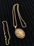 14k 3mm Gold Plated Rope Chain and Pendent Set