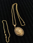 14k 3mm Gold Plated Rope Chain and Pendent Set