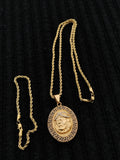 14k 3mm Gold Plated Rope Chain and Pendent Set