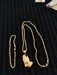 14k 3mm Gold Plated Rope Chain and Pendent Set