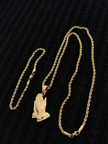 14k 3mm Gold Plated Rope Chain and Pendent Set