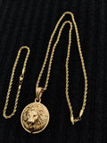 14k 3mm Gold Plated Rope Chain and Pendent Set