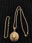 14k 3mm Gold Plated Rope Chain and Pendent Set