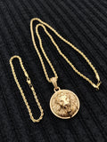 14k 3mm Gold Plated Rope Chain and Pendent Set