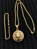 14k 3mm Gold Plated Rope Chain and Pendent Set