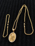 14k 3mm Gold Plated Rope Chain and Pendent Set