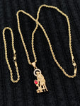 14k 3mm Gold Plated Rope Chain and Pendent Set