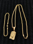 14k 3mm Gold Plated Rope Chain and Pendent Set