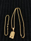 14k 3mm Gold Plated Rope Chain and Pendent Set