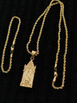 14k 3mm Gold Plated Rope Chain and Pendent Set