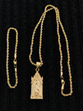 14k 3mm Gold Plated Rope Chain and Pendent Set