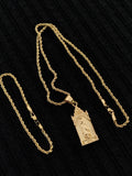 14k 3mm Gold Plated Rope Chain and Pendent Set