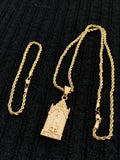 14k 3mm Gold Plated Rope Chain and Pendent Set