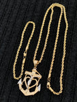 14k 3mm Gold Plated Rope Chain and Pendent Set