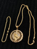 14k 3mm Gold Plated Rope Chain and Pendent Set