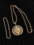 14k 3mm Gold Plated Rope Chain and Pendent Set