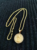 14k 3mm Gold Plated Rope Chain and Pendent Set