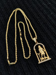 14k 3mm Gold Plated Rope Chain and Pendent Set