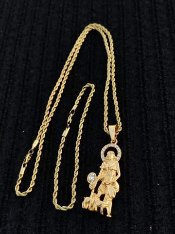 14k 3mm Gold Plated Rope Chain and Pendent Set