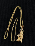 14k 3mm Gold Plated Rope Chain and Pendent Set