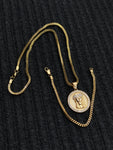 14k 3mm Gold plated Franco Chain Bracelet and Pendent Set