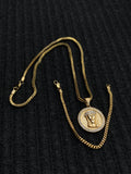 14k 3mm Gold plated Franco Chain Bracelet and Pendent Set