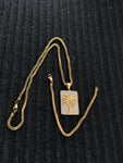 14k 3mm Gold plated Franco Chain Bracelet and Pendent Set