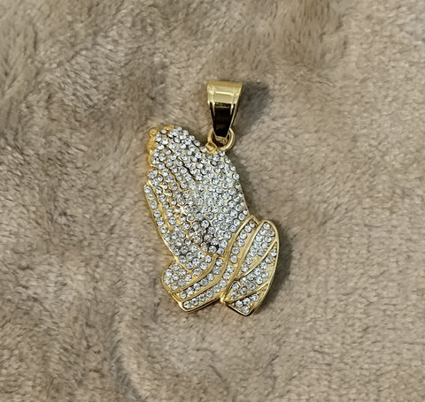 14k gold plated praying hands pendant