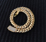 14k gold-plated Cuban link 18mm Chain Cz Diamond Curve lock