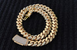 14k gold-plated Cuban link 18mm Chain Cz Diamond Curve lock