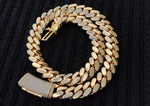 14k gold-plated Cuban link 18mm Chain Cz Diamond Curve lock