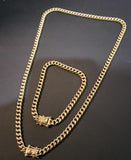 14k 6mm Gold Plated Cuban Link Chain and Bracelet Set