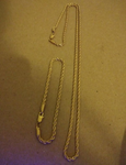 14k 3mm Gold plated Rope Chain and Bracelet Set