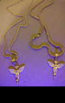 Your Choice 14k 3mm Gold Plated Rope Or Franco Chain and Angel Pendant