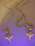 Your Choice 14k 3mm Gold Plated Rope Or Franco Chain and Angel Pendant