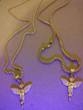 Your Choice 14k 3mm Gold Plated Rope Or Franco Chain and Angel Pendant