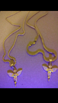 Your Choice 14k 3mm Gold Plated Rope Or Franco Chain and Angel Pendant