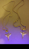 Your Choice 14k 3mm Gold Plated Rope Or Franco Chain and Angel Pendant