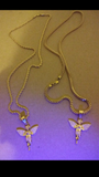 Your Choice 14k 3mm Gold Plated Rope Or Franco Chain and Angel Pendant