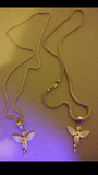 Your Choice 14k 3mm Gold Plated Rope Or Franco Chain and Angel Pendant