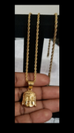 14k 3mm Gold plated Rope Chain Bracelet and Pendent Set