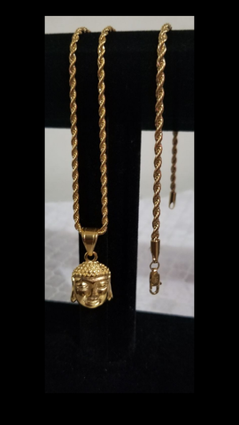 14k 3mm Gold plated Rope Chain Bracelet and Pendent Set